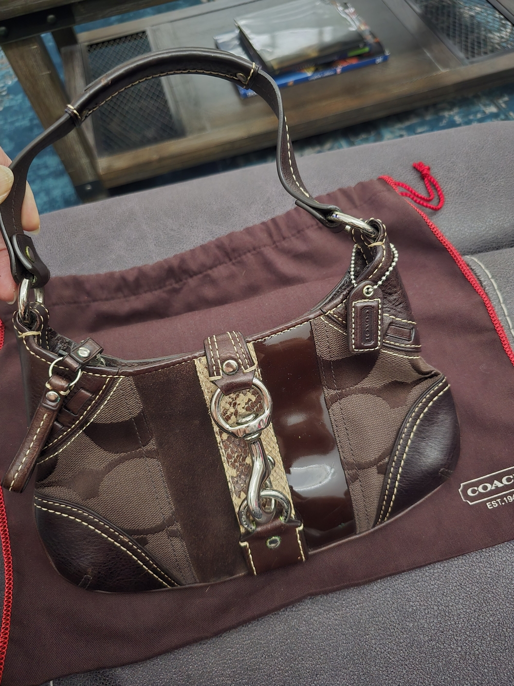 Coach Brown Signature Convertible Shoulder Bag